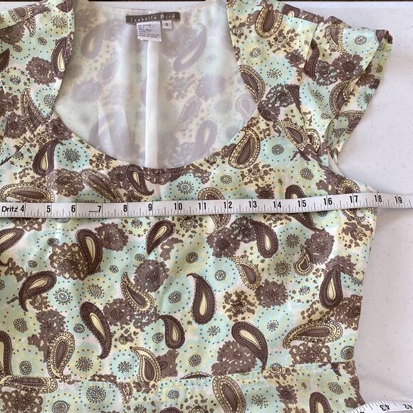 Anthropologie Isabella Bird 100% Silk Paisley Print Short Cutout Sleeve Dress - Picture 10 of 16